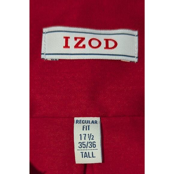 Izod Men's Big&Tall Red Long Sleeve Dress Shirt. Neck Size 17.5 . NWOT - Picture 3 of 10